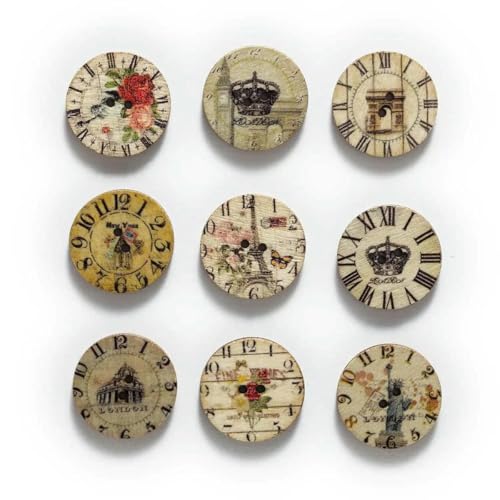 50 Stück Holzknöpfe mit Uhrmotiv für Handarbeit, Nähen, Sammelalben, Kleidung, Basteln, Zubehör, Karten, handgefertigte Dekoration, 20/25 mm, Gebäude 25 mm 50 Stück Holzknöpfe mit Uhrmotiv für Handarbeit, Nähen, Sammelalben, Kleidung, Basteln, Zubehör, Karten, handgefertigte Dekoration, 20/25 mm, Gebäude 25 mm von YJMYZ