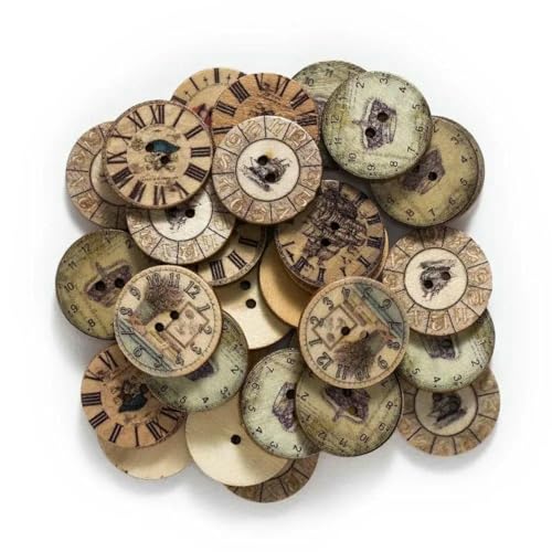 50 Stück Holzknöpfe mit Uhrmotiv für Handarbeit, Nähen, Sammelalben, Kleidung, Basteln, Zubehör, Karten, handgefertigte Dekoration, 20/25 mm, Navigation 20 mm 50 Stück Holzknöpfe mit Uhrmotiv für Handarbeit, Nähen, Sammelalben, Kleidung, Basteln, Zubehör, Karten, handgefertigte Dekoration, 20/25 mm, Navigation 20 mm von YJMYZ