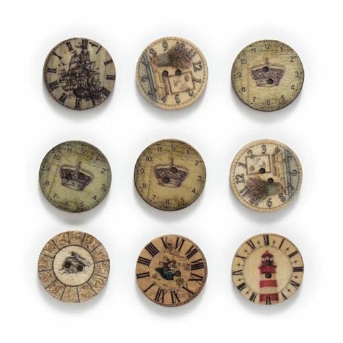 50 Stück Holzknöpfe mit Uhrmotiv für Handarbeit, Nähen, Sammelalben, Kleidung, Basteln, Zubehör, Karten, handgefertigte Dekoration, 20/25 mm, Navigation 25 mm 50 Stück Holzknöpfe mit Uhrmotiv für Handarbeit, Nähen, Sammelalben, Kleidung, Basteln, Zubehör, Karten, handgefertigte Dekoration, 20/25 mm, Navigation 25 mm von YJMYZ