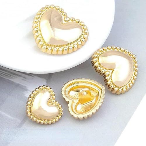 Retro-Perlen-Gold-Metallknopf, luxuriöse Strass-Mantelknöpfe für Damen, DIY-Kleidung, Anzug, Nähen, Aufnähen, Botones-Zubehör, 09–15 mm, 5 Stück von YJMYZ