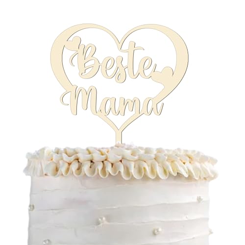 Cake Topper "Beste Mama" aus Holz, Liebe Mama Torten Deko, Muttertag Kuchen Topper, Tortendeko für Mama Geschenkideen Cake Topper "Beste Mama" aus Holz, Liebe Mama Torten Deko, Muttertag Kuchen Topper, Tortendeko für Mama Geschenkideen von YJSDDNTY