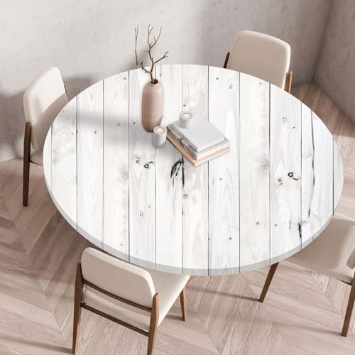Outdoor Tischdecke Abwaschbar Rund,Elastisch Retro-Holzmaserung Druckbar Tischdecke,Outdoor Tischdecken,Wasserfest,Waschbar Table Cloth FüR Garten,Restaurant,KüChe,Party (Farbe 5,110cm) von YJSZY