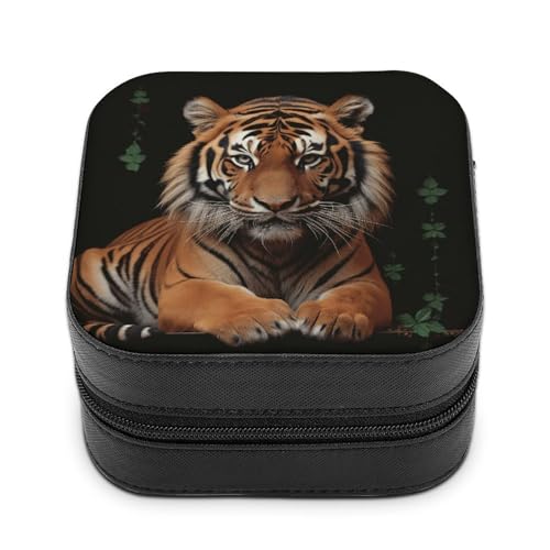 YJWANDL Schmuck-Aufbewahrungsbox, mit Tiger- und Pfoten-Druck, Schmuck-Organizer, Schmuck-Aufbewahrungsbehälter, Schmuckschatulle mit Reißverschluss, Schmuck-Geschenkbox YJWANDL Schmuck-Aufbewahrungsbox, mit Tiger- und Pfoten-Druck, Schmuck-Organizer, Schmuck-Aufbewahrungsbehälter, Schmuckschatulle mit Reißverschluss, Schmuck-Geschenkbox von YJWANDL