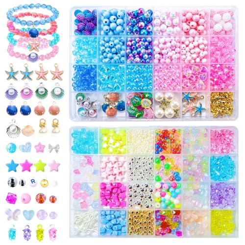 YJWZ 1115pcs Stück Perlenset für Armbänder - 48 Farben Meeresthema Bastelset, Perlenset Kinder ab 4 Jahre & Erwachsene inkl Schmuckzubehör zum Auffädeln | DIY Armband Selber Machen Kit YJWZ 1115pcs Stück Perlenset für Armbänder - 48 Farben Meeresthema Bastelset, Perlenset Kinder ab 4 Jahre & Erwachsene inkl Schmuckzubehör zum Auffädeln | DIY Armband Selber Machen Kit von YJWZ