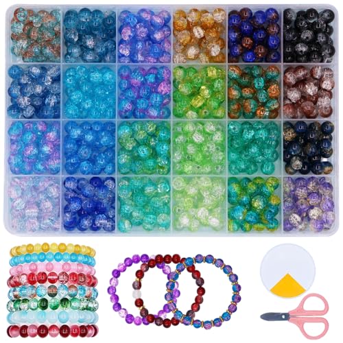 YJWZ 520 Stück Bunte 8mm Glasperlen für Armbänder,Bastelset zum Auffädeln für Armbänder mit Zubehör,Perlenset ab 4 Jahre & Erwachsene| Runde Edelsteine Perlen Schmuck Selber Machen YJWZ 520 Stück Bunte 8mm Glasperlen für Armbänder,Bastelset zum Auffädeln für Armbänder mit Zubehör,Perlenset ab 4 Jahre & Erwachsene| Runde Edelsteine Perlen Schmuck Selber Machen von YJWZ