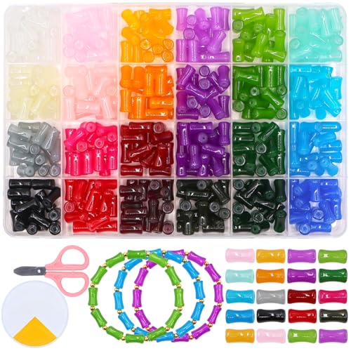 YJWZ 560 Stück Glasperlen Set zum Auffädeln,8mm Bunte Bambusknoten Perlen Armbänder Selber Machen,Perlenset für Kinder Erwachsene | Edelsteine Perlen Schmuck Selber Machen von YJWZ