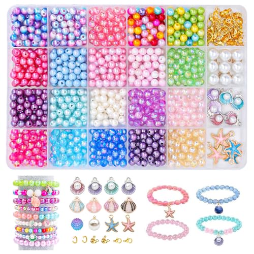 YJWZ 600 Stück Perlenset für Armbänder - 48 Farben Meeresthema Bastelset, Perlenset Kinder ab 4 Jahre & Erwachsene inkl Schmuckzubehör zum Auffädeln | DIY Armband Selber Machen Kit YJWZ 600 Stück Perlenset für Armbänder - 48 Farben Meeresthema Bastelset, Perlenset Kinder ab 4 Jahre & Erwachsene inkl Schmuckzubehör zum Auffädeln | DIY Armband Selber Machen Kit von YJWZ