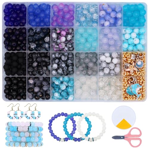 YJWZ 660 Stück Bunte 8mm Glasperlen für Armbänder,Bastelset zum Auffädeln für Armbänder mit Zubehör,Perlenset ab 4 Jahre & Erwachsene| Runde Edelsteine Perlen Schmuck Selber Machen YJWZ 660 Stück Bunte 8mm Glasperlen für Armbänder,Bastelset zum Auffädeln für Armbänder mit Zubehör,Perlenset ab 4 Jahre & Erwachsene| Runde Edelsteine Perlen Schmuck Selber Machen von YJWZ