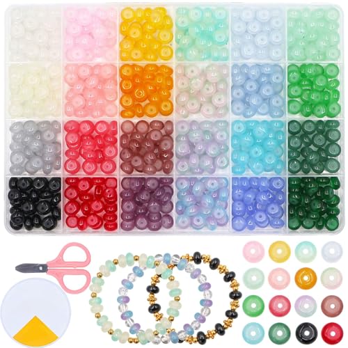 YJWZ 800 Stück Perlen für Armbänder Kinder,8mm Kreis Glasperlen Set zum Auffädeln mit Zubehör,Bunte Glasperlen set Ab 4 Jahre & Erwachsene| Runde Edelsteine Perlen Schmuck Selber Machen YJWZ 800 Stück Perlen für Armbänder Kinder,8mm Kreis Glasperlen Set zum Auffädeln mit Zubehör,Bunte Glasperlen set Ab 4 Jahre & Erwachsene| Runde Edelsteine Perlen Schmuck Selber Machen von YJWZ
