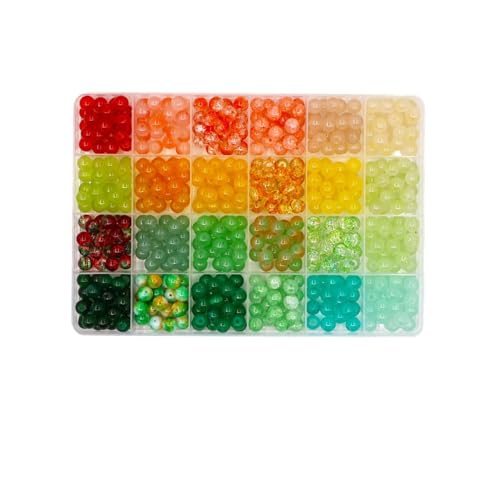 YJWZ Perlen für Armbänder Erwachsene Kinder 8mm Glasperlen zum Auffädeln Armbänder-Set(Gelbgrün 520 pcs) von YJWZ