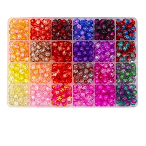 YJWZ Perlen für Armbänder Erwachsene Kinder 8mm Glasperlen zum Auffädeln Armbänder-Set(Rosa-Orange 520 pcs) von YJWZ