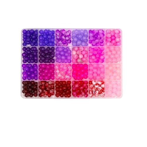 YJWZ Perlen für Armbänder Erwachsene Kinder 8mm Glasperlen zum Auffädeln Armbänder-Set(Rosa lila 520 pcs) von YJWZ
