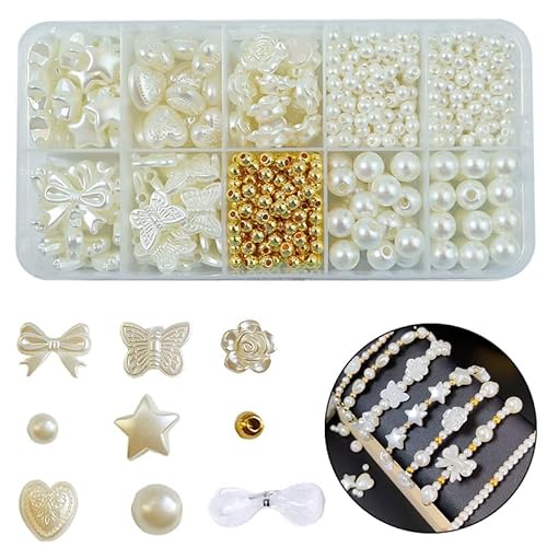 YJWZ Perlen für Armbänder Erwachsene Perlen Weiß zum Auffädeln für DIY Beads for Jewellery Making Schaffung, Perlen Set Schmuck Benutzt für Weihnachten, Partys, Ostern, Feiertage（10 Gitter) von YJWZ