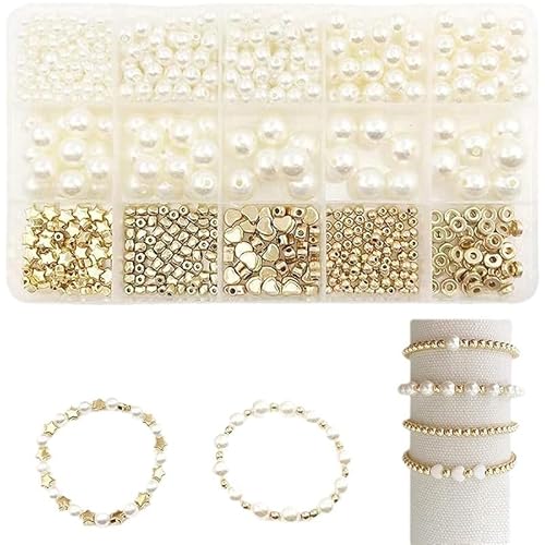 YJWZ Perlen für Armbänder Erwachsene Perlen Weiß zum Auffädeln für DIY Beads for Jewellery Making Schaffung, Perlen Set Schmuck Benutzt für Weihnachten, Partys, Ostern, Feiertage（15 Gitter) von YJWZ