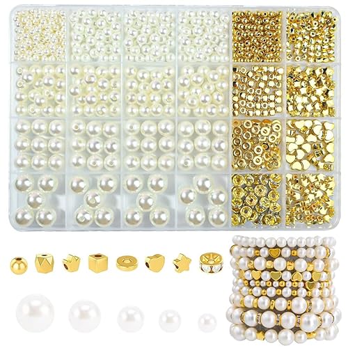 YJWZ Perlen für Armbänder Erwachsene Perlen Weiß zum Auffädeln für DIY Beads for Jewellery Making Schaffung, Perlen Set Schmuck Benutzt für Weihnachten, Partys, Ostern, Feiertage（15 Gitter B) von YJWZ