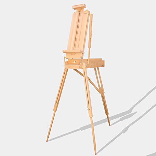 YJYJY Display-Staffelei, Zeichenbrett, tragbare Staffelei aus Kiefernholz, tragbare Skizze, Bein-Ölstaffelei aus Aluminium, Buchenfarbe, Staffelei, Ölgemäldebox von YJYJY