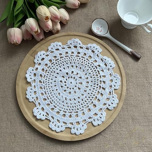4 Stück 30CM Spitzendeckchen Gehäkelt Runde Untersetzer,handgefertigt Baumwolle Blume Tischdecke Tischläufer Dekorative Tischsets Spitzendeckchen Placemat für Küche, Esszimmer Party Hochzeit,Weiß 4 Stück 30CM Spitzendeckchen Gehäkelt Runde Untersetzer,handgefertigt Baumwolle Blume Tischdecke Tischläufer Dekorative Tischsets Spitzendeckchen Placemat für Küche, Esszimmer Party Hochzeit,Weiß von YKAFADE