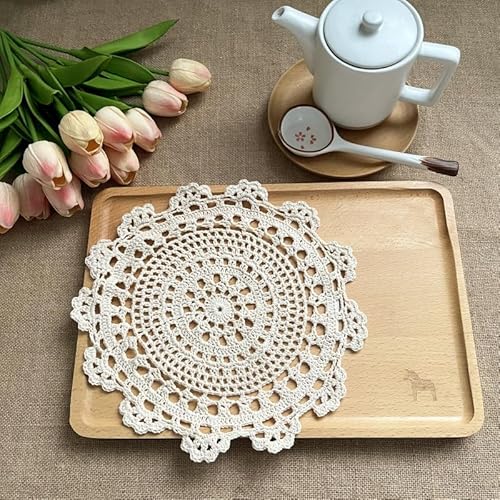 4 Stück 30CM Spitzendeckchen Gehäkelt Runde Untersetzer,handgefertigt Baumwolle Blume Tischdecke Tischläufer Dekorative Tischsets Spitzendeckchen Placemat für Küche, Esszimmer Party Hochzeit,Beige 4 Stück 30CM Spitzendeckchen Gehäkelt Runde Untersetzer,handgefertigt Baumwolle Blume Tischdecke Tischläufer Dekorative Tischsets Spitzendeckchen Placemat für Küche, Esszimmer Party Hochzeit,Beige von YKAFADE