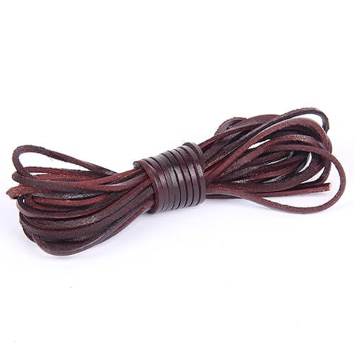 5 Meter Braun Lederband Flach Lederriemen Lederbänder Breite 2mm Lederschnur 2 mm dick Meterware Vintage Bänder für DIY Armband Halskette Schmuck Handwerk Basteln von Taschenriemen Schultergurte 5 Meter Braun Lederband Flach Lederriemen Lederbänder Breite 2mm Lederschnur 2 mm dick Meterware Vintage Bänder für DIY Armband Halskette Schmuck Handwerk Basteln von Taschenriemen Schultergurte von YKAFADE