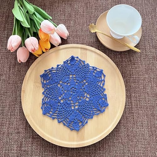 6 Stück Spitzendeckchen Tischsets,22cm Handgefertigt Gehäkelt Runde Untersetzer Gestrickte Deckchen Häkeldeckchen Tischdecke Platzset Dekoration für Küche Esszimmer Party Hochzeit Kommoden,Blau 6 Stück Spitzendeckchen Tischsets,22cm Handgefertigt Gehäkelt Runde Untersetzer Gestrickte Deckchen Häkeldeckchen Tischdecke Platzset Dekoration für Küche Esszimmer Party Hochzeit Kommoden,Blau von YKAFADE