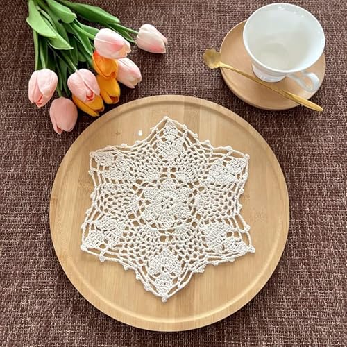 8 Stück Spitzendeckchen Tischsets,22cm Handgefertigt Gehäkelt Runde Untersetzer Gestrickte Deckchen Häkeldeckchen Tischdecke Platzset Dekoration für Küche Esszimmer Party Hochzeit Kommoden,Beige 8 Stück Spitzendeckchen Tischsets,22cm Handgefertigt Gehäkelt Runde Untersetzer Gestrickte Deckchen Häkeldeckchen Tischdecke Platzset Dekoration für Küche Esszimmer Party Hochzeit Kommoden,Beige von YKAFADE