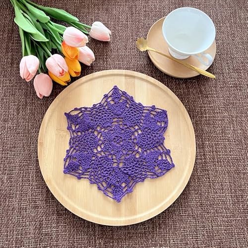 8 Stück Spitzendeckchen Tischsets,22cm Handgefertigt Gehäkelt Runde Untersetzer Gestrickte Deckchen Häkeldeckchen Tischdecke Platzset Dekoration für Küche Esszimmer Party Hochzeit Kommoden,Lila 8 Stück Spitzendeckchen Tischsets,22cm Handgefertigt Gehäkelt Runde Untersetzer Gestrickte Deckchen Häkeldeckchen Tischdecke Platzset Dekoration für Küche Esszimmer Party Hochzeit Kommoden,Lila von YKAFADE