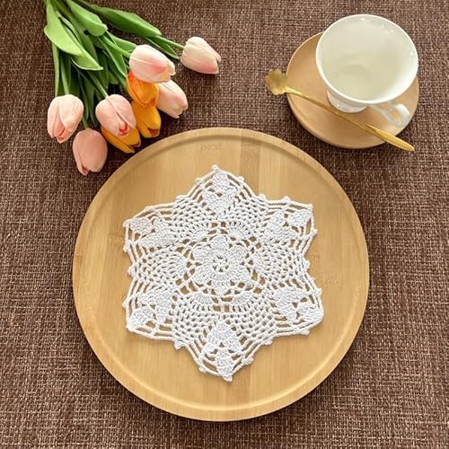 8 Stück Spitzendeckchen Tischsets,22cm Handgefertigt Gehäkelt Runde Untersetzer Gestrickte Deckchen Häkeldeckchen Tischdecke Platzset Dekoration für Küche Esszimmer Party Hochzeit Kommoden,Weiß 8 Stück Spitzendeckchen Tischsets,22cm Handgefertigt Gehäkelt Runde Untersetzer Gestrickte Deckchen Häkeldeckchen Tischdecke Platzset Dekoration für Küche Esszimmer Party Hochzeit Kommoden,Weiß von YKAFADE