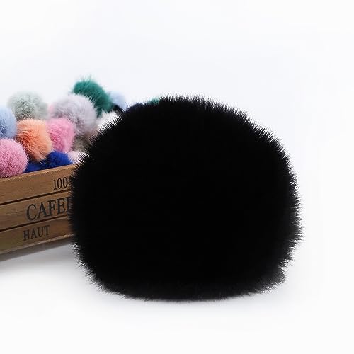 YKAFADE 10 Stück 10cm Kunstfell Pompon Bommel für Mützen und Beanies Fellpompon mit Elastischem Gummiband Pompons zum Basteln für DIY Hüte, Taschen, Schals, Schuhe, Schlüsselanhänger -Schwarz von YKAFADE