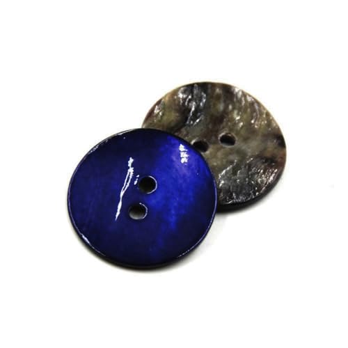 YKAFADE 10 Stück 10mm Perlmutt Knöpfe Naturmuschelknöpfe, Runde Flach Knöpfe 2 Löcher Zum Nähen Basteln natürlich Schimmernde Perlmuttknöpfe Hemdknöpfe für Hemden,Jacken,Anzüge,Mäntel -Dunkelblau‌ von YKAFADE