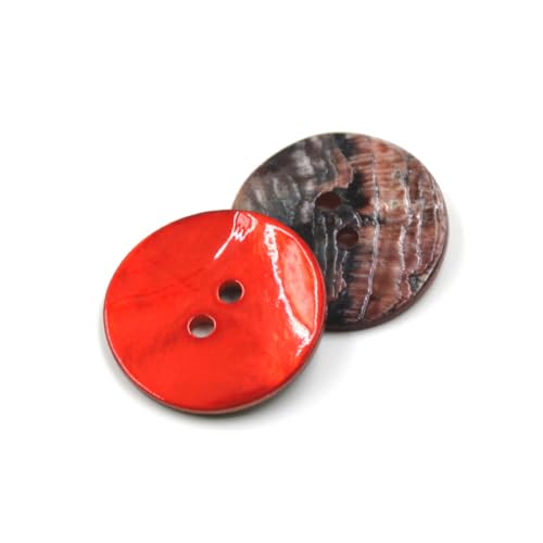 YKAFADE 10 Stück 15mm Perlmutt Knöpfe Naturmuschelknöpfe, Runde Flach Knöpfe 2 Löcher Zum Nähen Basteln natürlich Schimmernde Perlmuttknöpfe Hemdknöpfe für Hemden,Jacken,Anzüge,Mäntel -Rot von YKAFADE