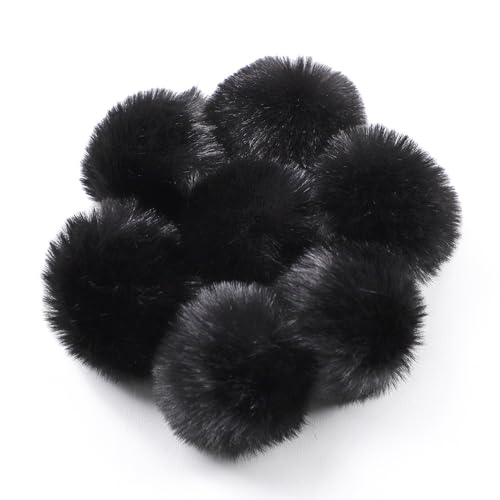 YKAFADE 10 Stück 4cm Kunstfell Pompon Bommel für Mützen Tasche Fellbommel Kunstpelz Flauschige Pompons mit Elastischer Schlaufe für Schals Schlüsselanhänger Dekoration Zubehör -Schwarz YKAFADE 10 Stück 4cm Kunstfell Pompon Bommel für Mützen Tasche Fellbommel Kunstpelz Flauschige Pompons mit Elastischer Schlaufe für Schals Schlüsselanhänger Dekoration Zubehör -Schwarz von YKAFADE