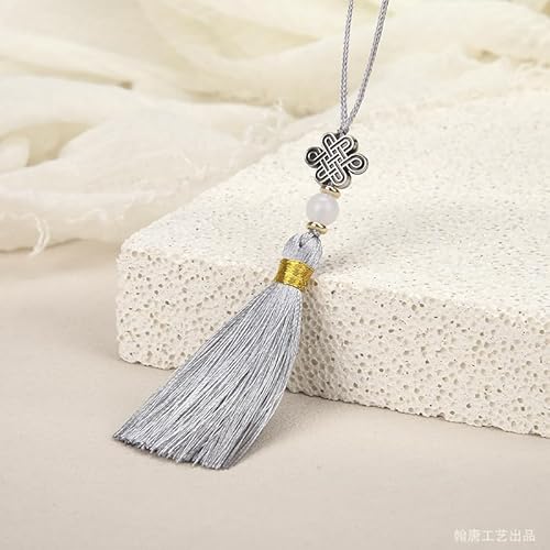 YKAFADE 10 Stück Quasten Anhänger,15cm Mini Quasten Handgemachte Seidige Quaste Schlüsselanhänger mit Perlen Chinesische Quaste für DIY-Projekte, Lesezeichen Tasche Schmuck Basteln-Grau YKAFADE 10 Stück Quasten Anhänger,15cm Mini Quasten Handgemachte Seidige Quaste Schlüsselanhänger mit Perlen Chinesische Quaste für DIY-Projekte, Lesezeichen Tasche Schmuck Basteln-Grau von YKAFADE