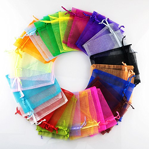 YKAFADE 100 Stück Organzabeutel Organzasäckchen Schmucksäckchen mit Kordelzug 17x23cm Hochzeits Geschenkbeutel Geschenksäckchen Schmuckbeutel für Weihnachten Festival Party -Bunt von YKAFADE