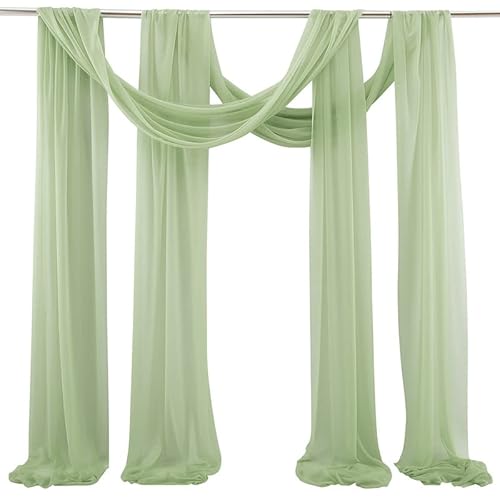 YKAFADE 2 Stück Hochzeit Vorhang Hochzeitsbogen,75 * 550cm Chiffon Stoff Querbehang Deko Gardinen Vorhang Freihanddeko Tüll Foto Hintergrund für Party Hochzeit Geburtstag Taufe -hellgrün YKAFADE 2 Stück Hochzeit Vorhang Hochzeitsbogen,75 * 550cm Chiffon Stoff Querbehang Deko Gardinen Vorhang Freihanddeko Tüll Foto Hintergrund für Party Hochzeit Geburtstag Taufe -hellgrün von YKAFADE