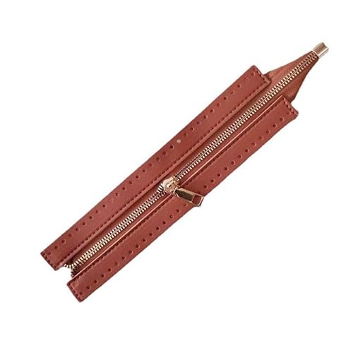 YKAFADE 2 Stück Reißverschlüsse, PU-Leder-Reißverschluss zum Nähen 31cm Metallreißverschlüsse DIY-Reißverschluss Reißverschluss-Zubehör für Geldbörsen Taschen Handtaschen Bastelprojekte -braun von YKAFADE