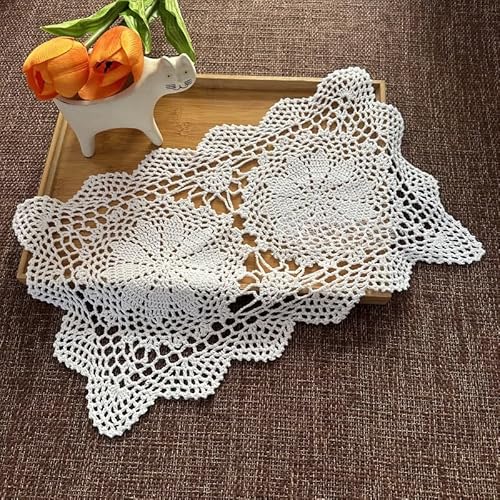 YKAFADE 2 Stück Vintage Handgehäkelte Spitzendeckchen,Blume Tischdecke Tischläufer gehäkelte Untersetzer Rechteck Platzset Dekorative Tischsets Häkeldeckchen Abwaschbar für Küche Esszimmer,Weiße YKAFADE 2 Stück Vintage Handgehäkelte Spitzendeckchen,Blume Tischdecke Tischläufer gehäkelte Untersetzer Rechteck Platzset Dekorative Tischsets Häkeldeckchen Abwaschbar für Küche Esszimmer,Weiße von YKAFADE