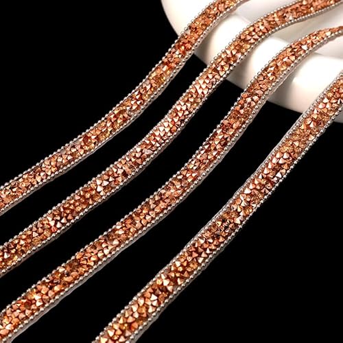YKAFADE 2 Yard Selbstklebendes Kristall Strass Band Bling Band 1.5cm Breite Strassband Deko Glitzersteine Diamantband DIY Dekoration Aufkleber für Kunsthandwerk Telefon Hochzeit Deko-Rose Gold von YKAFADE