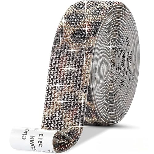 YKAFADE 2 Yards Selbstklebendes Kristall Strass Diamant Band 1.35cm Breite Glitzerband Strassband Deko Bling Band Für DIY Kunsthandwerk Hochzeit Geburtstag Telefon Dekoration -Leopard von YKAFADE