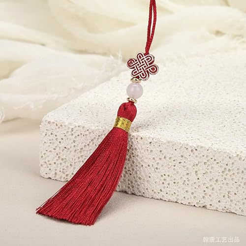 YKAFADE 20 Stück Quasten Anhänger,15cm Mini Quasten Handgemachte Seidige Quaste Schlüsselanhänger mit Perlen Chinesische Quaste für DIY-Projekte, Lesezeichen Tasche Schmuck Basteln-Weinrot YKAFADE 20 Stück Quasten Anhänger,15cm Mini Quasten Handgemachte Seidige Quaste Schlüsselanhänger mit Perlen Chinesische Quaste für DIY-Projekte, Lesezeichen Tasche Schmuck Basteln-Weinrot von YKAFADE