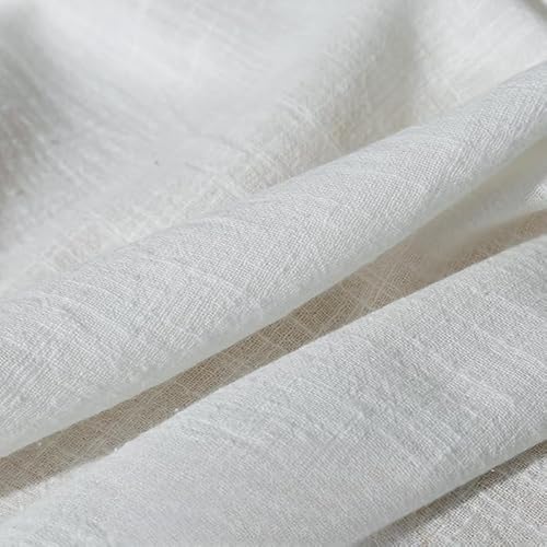 YKAFADE 300cm * 135cm Stoff aus Baumwolle und Leinen, Musselin Baumwollstoff Dekostoff Leinenstoff Meterware Nähstoff für DIY Basteln Tischdecken, Kissen Vorhänge Kleidungsdekoration -Weiß #2 von YKAFADE