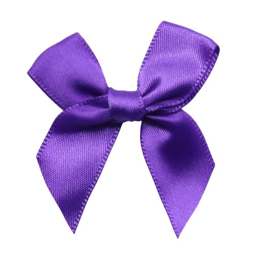 YKAFADE 50 Stück Satin Schleifen, Satinband Mini Schleifen zum Basteln Klein Schleifer 5×5cm Geschenkschleifen für Nähen, Hochzeit Deko, Karten DIY Basteln Geschenkverpackung -Lila von YKAFADE
