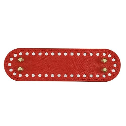 YKAFADE 6 Stück Taschenboden PU Leder Taschenboden Zum Häkeln Ovale Kunstleder Tasche Boden mit Löchern 5 * 18 cm für Handtasche Strickbeutel Schultertasche DIY Tasche Häkelzubehör-Rot von YKAFADE