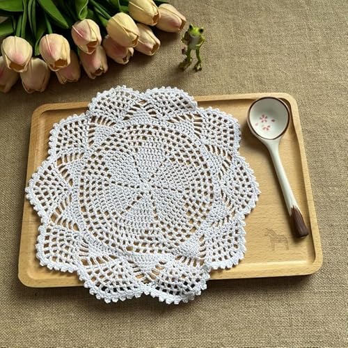 YKAFADE 8 Stück Spitzendeckchen Tischsets,Blume Tischdecke 30cm Runde Tischläufer Dekorative Tischsets Spitze Platzset Gestrickte Deckchen Häkeldeckchen Placemat Blume Matte für Küche Esszimmer -Weiß YKAFADE 8 Stück Spitzendeckchen Tischsets,Blume Tischdecke 30cm Runde Tischläufer Dekorative Tischsets Spitze Platzset Gestrickte Deckchen Häkeldeckchen Placemat Blume Matte für Küche Esszimmer -Weiß von YKAFADE