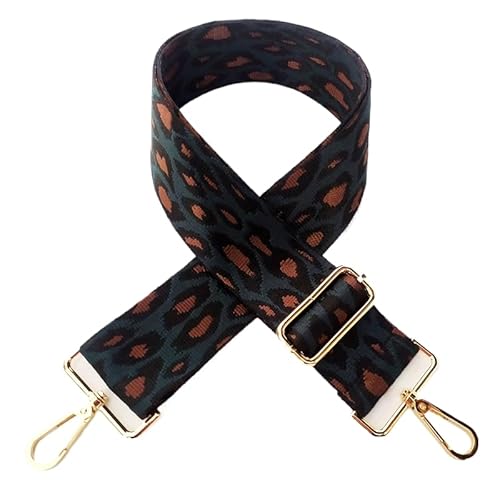 YKAFADE Schultergurt für Taschen Breit 5CM Leopard Taschengurt Boho Verstellbar 80-130cm Tragegurt Schulterriemen mit Silber Karabiner für Schultertaschen Taschen Handtaschen DIY Zubehör -Grün von YKAFADE