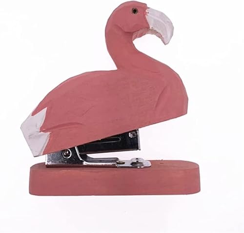 Mini-Heftgerät, Desktop-Heftgerät, handgefertigtes Holzschnitz-Mini-Tierheftgerät mit 1000 Heftklammern for Schule, Büro, Schreibwaren, Kinder, 12 Blatt (Farbe: Flamingo) (Farbe: Löwe) (Farbe: Wal)(Fl von YKJGRTF