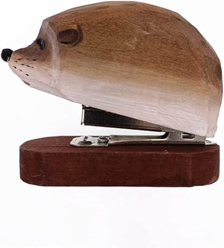 Mini-Heftgerät, Desktop-Heftgerät, handgefertigtes Holzschnitz-Mini-Tierheftgerät mit 1000 Heftklammern for Schule, Büro, Schreibwaren, Kinder, 12 Blatt (Farbe: Flamingo) (Farbe: Löwe) (Farbe: Wal)(He von YKJGRTF