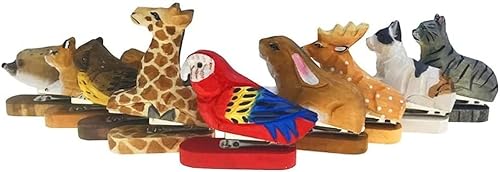 Mini-Heftgerät, Desktop-Heftgerät, handgefertigtes Holzschnitz-Mini-Tierheftgerät mit 1000 Heftklammern for Schule, Büro, Schreibwaren, Kinder, 12 Blatt (Farbe: Flamingo) (Farbe: Löwe) (Farbe: Wal)(Go von YKJGRTF