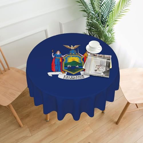 Runde Tischdecke mit New York-Flaggen-Druck, weiches Polyestergewebe, Tischdecke für runden Tisch Runde Tischdecke mit New York-Flaggen-Druck, weiches Polyestergewebe, Tischdecke für runden Tisch von YKJJFVZ