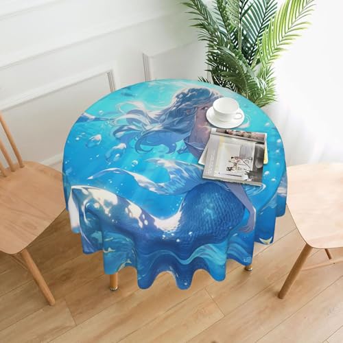 YKJJFVZ Runde Tischdecke mit Meerjungfrauen-Druck, weiches Polyestergewebe, Tischdecke für runden Tisch YKJJFVZ Runde Tischdecke mit Meerjungfrauen-Druck, weiches Polyestergewebe, Tischdecke für runden Tisch von YKJJFVZ