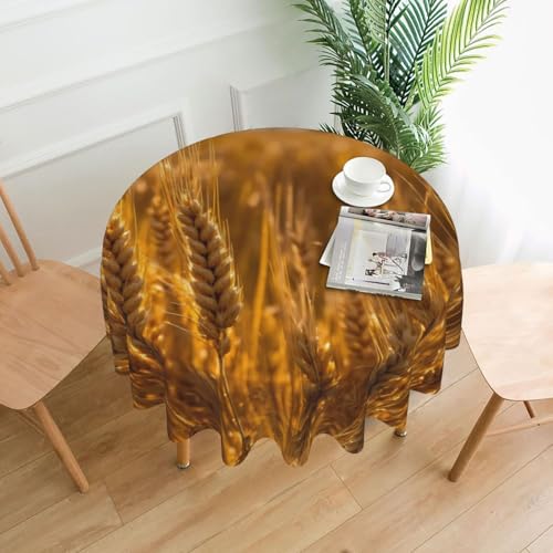 YKJJFVZ Runde Tischdecke mit Weizenfelddruck, weiches Polyestergewebe, Tischdecke für runden Tisch YKJJFVZ Runde Tischdecke mit Weizenfelddruck, weiches Polyestergewebe, Tischdecke für runden Tisch von YKJJFVZ